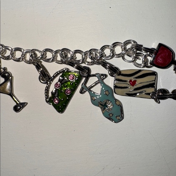 “Queen of Everything” Silver Tone Charm Bracelet with Colorful Charms - Picture 3 of 4